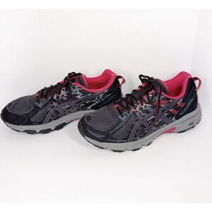 ASICS Womens Gel-Venture 6 Hiking Running Shoes Black Red Athletic Womens Sz 9